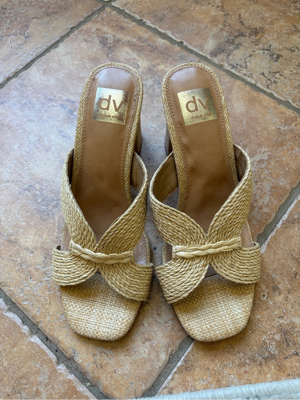 Dolce Vita Women's Tan Braided Slide Heels Size 8 Beach